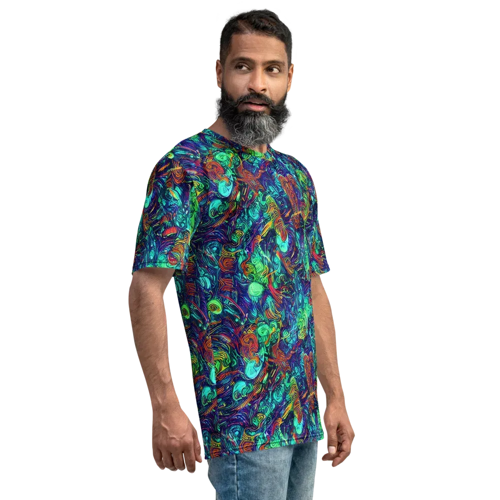 Saturated Spiral on Men's Crew Neck T-Shirt — Right