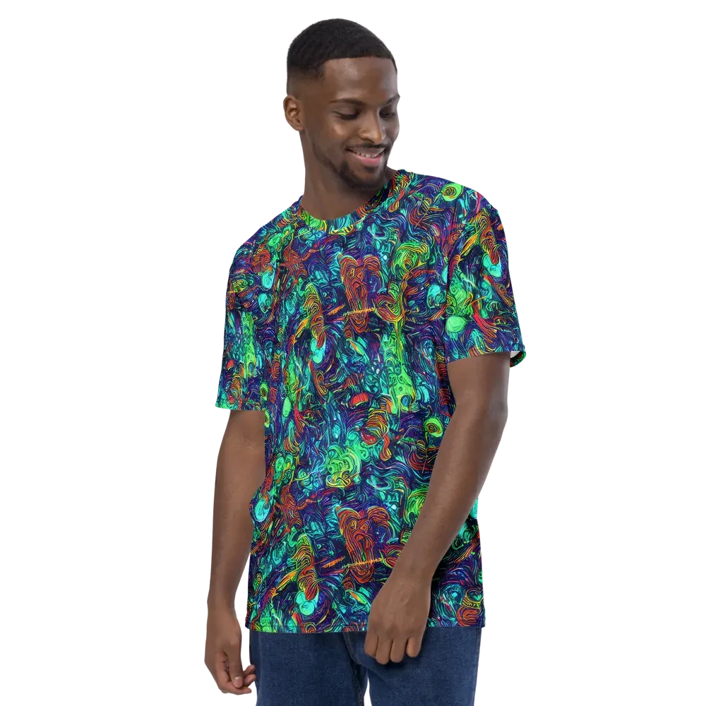 Saturated Spiral on Men's Crew Neck T-Shirt — Left