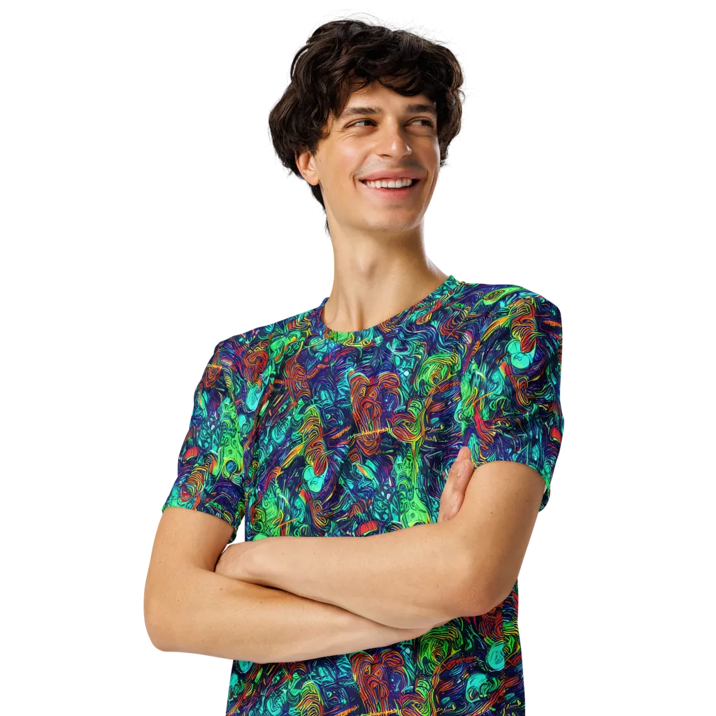 Saturated Spiral on Men's Crew Neck T-Shirt — Left Front