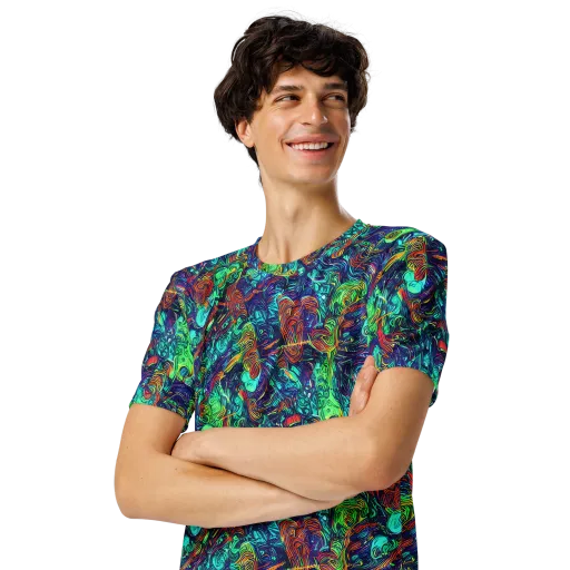 Saturated Spiral on a Men's Crew Neck T-Shirt
