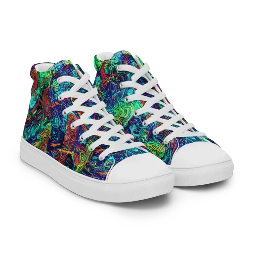 Saturated Spiral on a Men's High Top Canvas Shoes