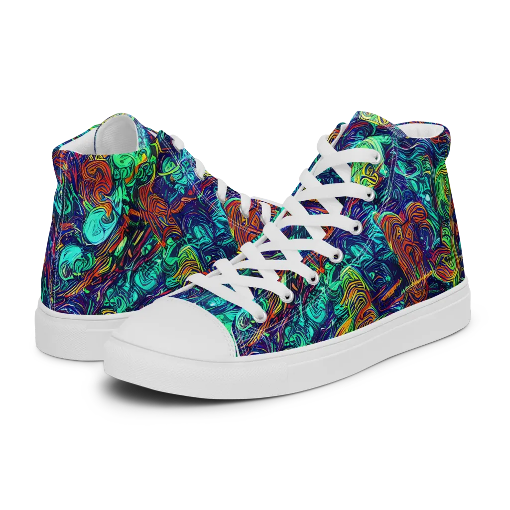 Saturated Spiral on Men's High Top Canvas Shoes — Left