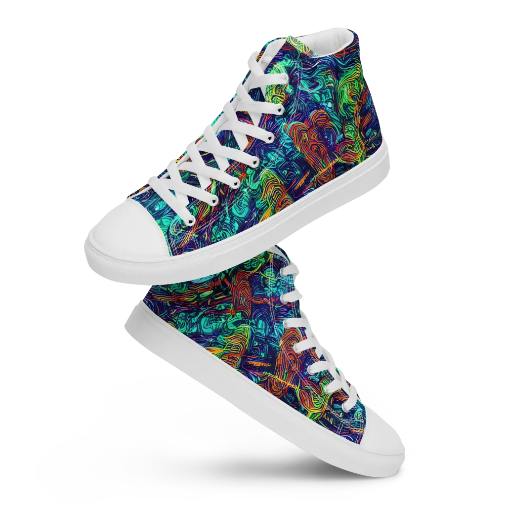 Saturated Spiral on Men's High Top Canvas Shoes — Front