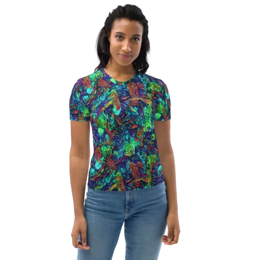 Saturated Spiral on a Women's Crew Neck T-Shirt