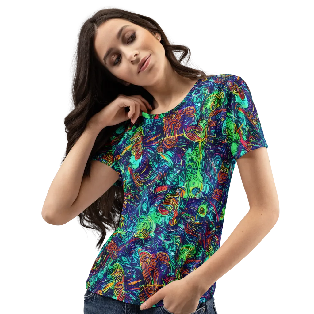 Saturated Spiral on Women's Crew Neck T-Shirt — Left Front