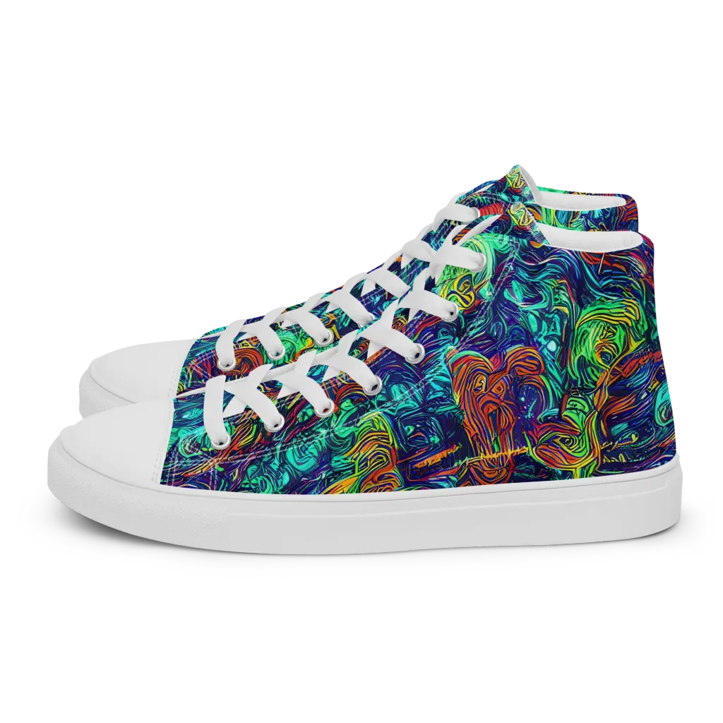 Saturated Spiral on Women's High Top Canvas Shoes — Left