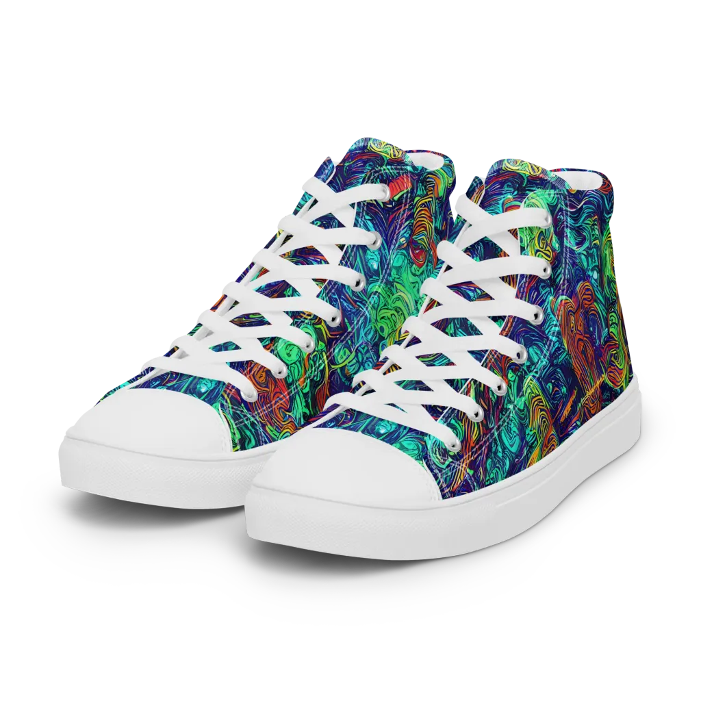 Saturated Spiral on Women's High Top Canvas Shoes — Left Front
