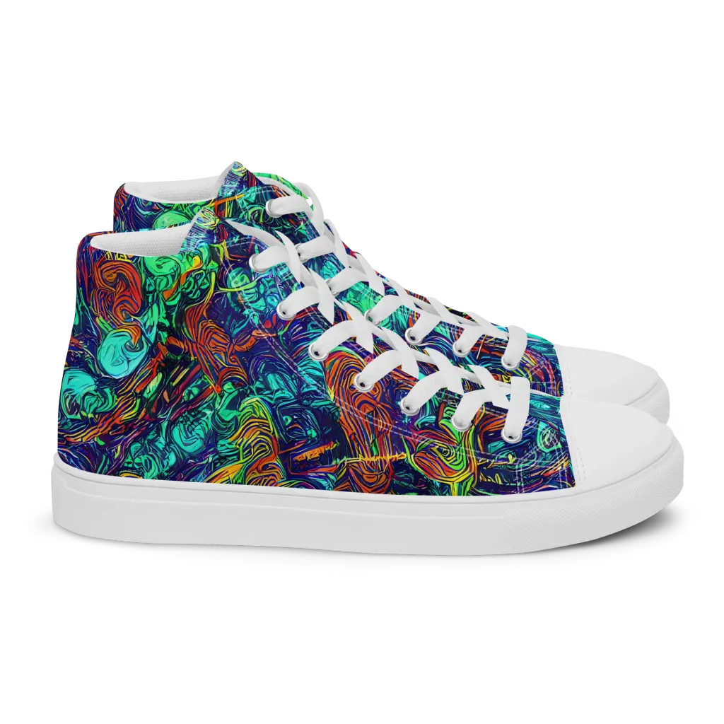 Saturated Spiral on Women's High Top Canvas Shoes — Right