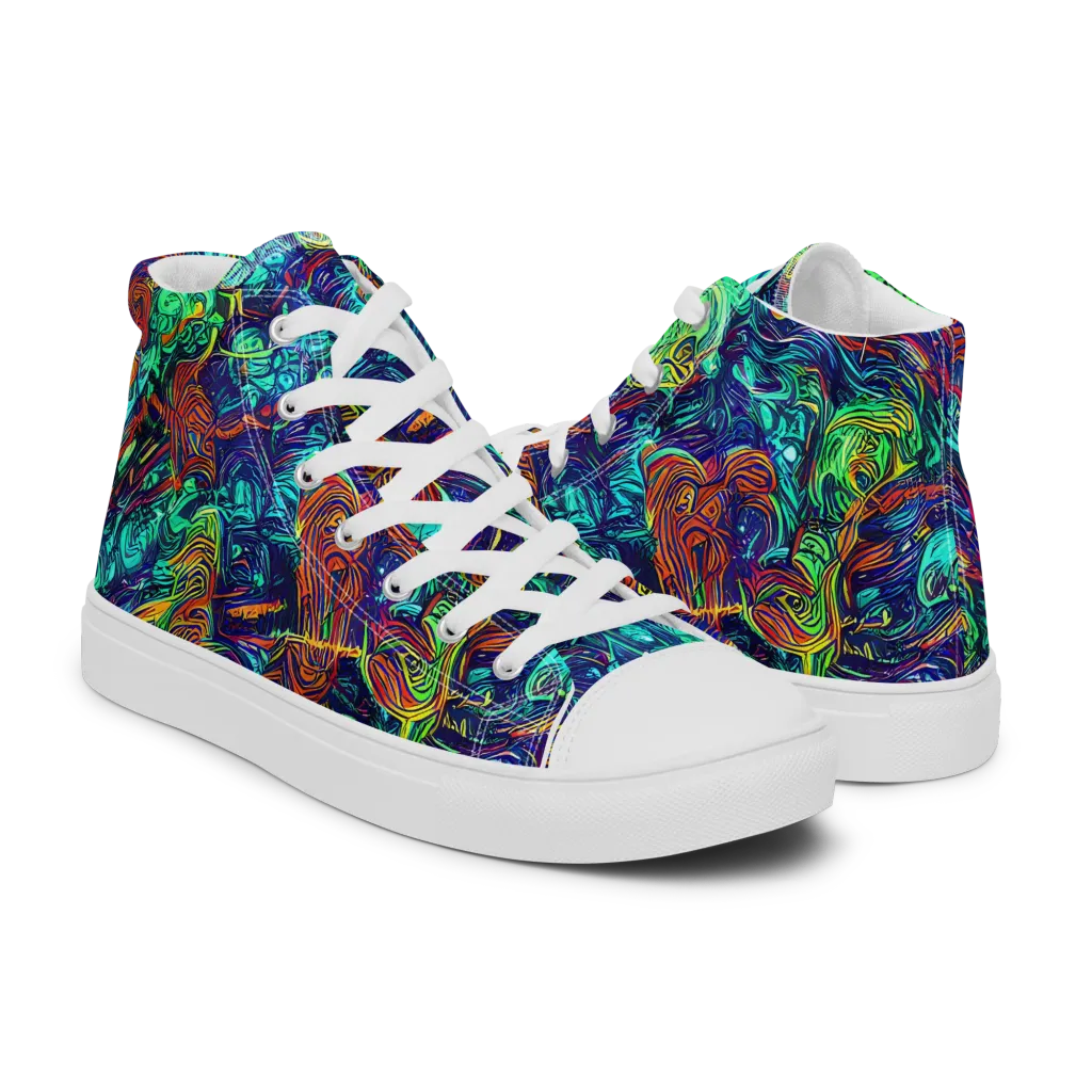 Saturated Spiral on Women's High Top Canvas Shoes — Right