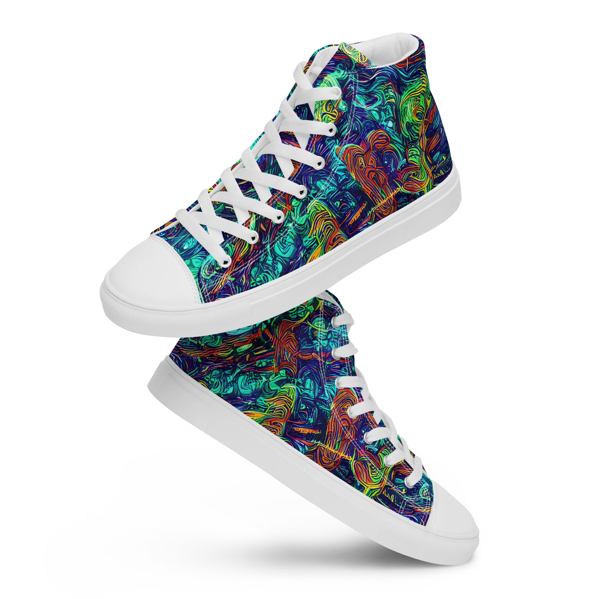 Saturated Spiral on Women's High Top Canvas Shoes — Front