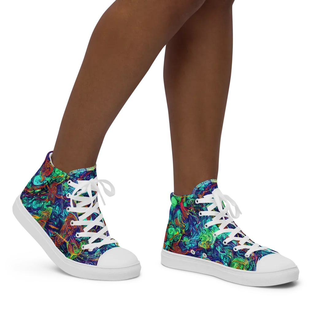 Saturated Spiral on Women's High Top Canvas Shoes — Right