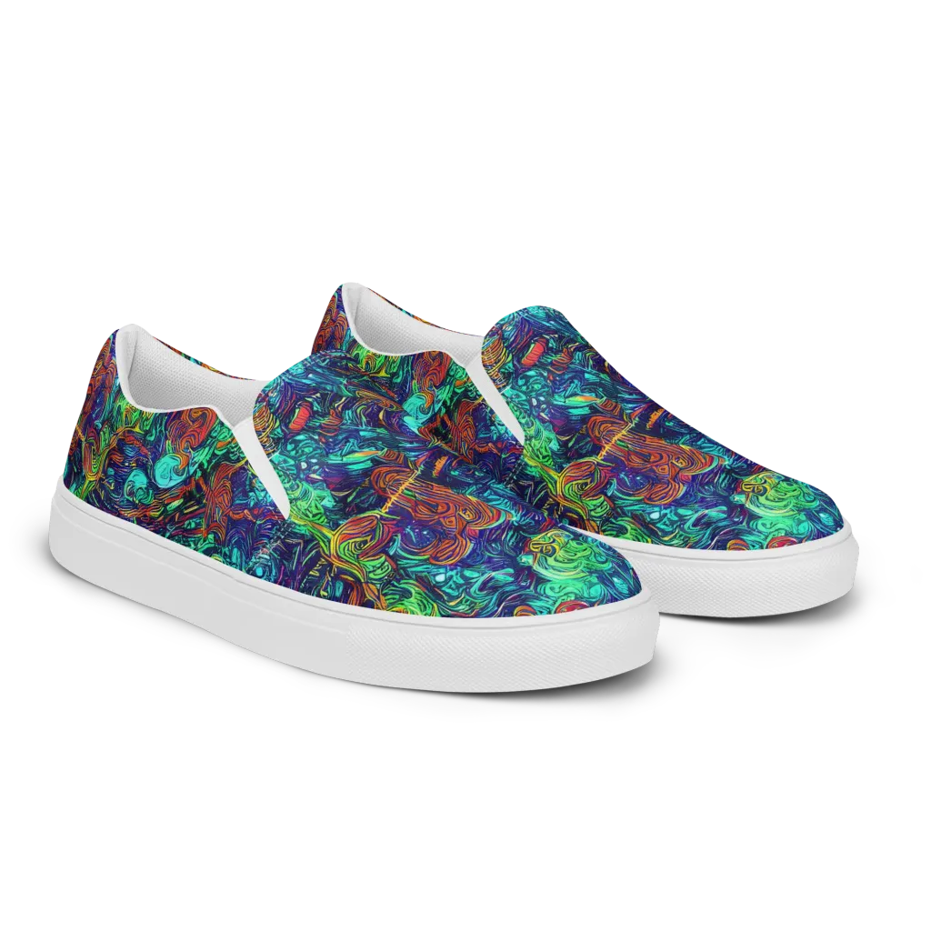 Saturated Spiral on Men's Slip-On Canvas Shoes — Right Front
