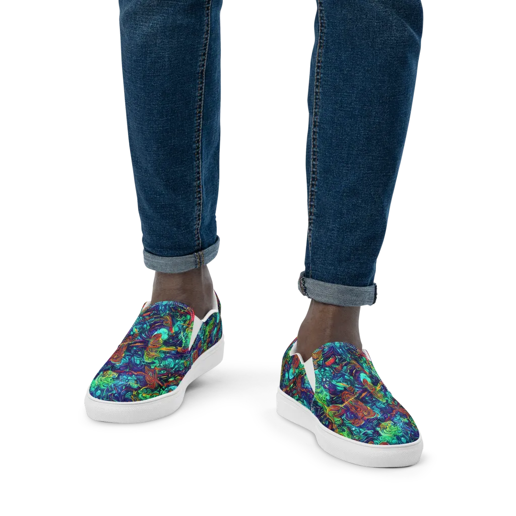 Saturated Spiral on Men's Slip-On Canvas Shoes — Front