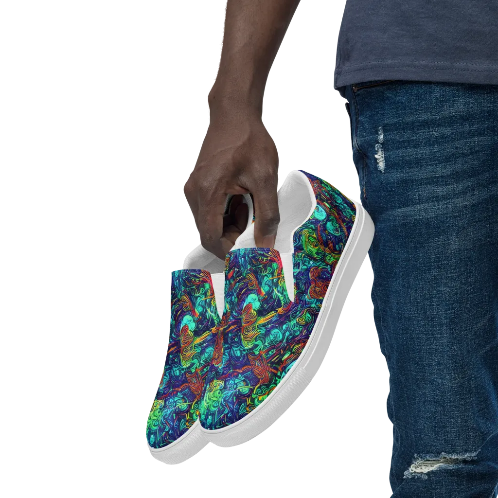 Saturated Spiral on Men's Slip-On Canvas Shoes — Left Front