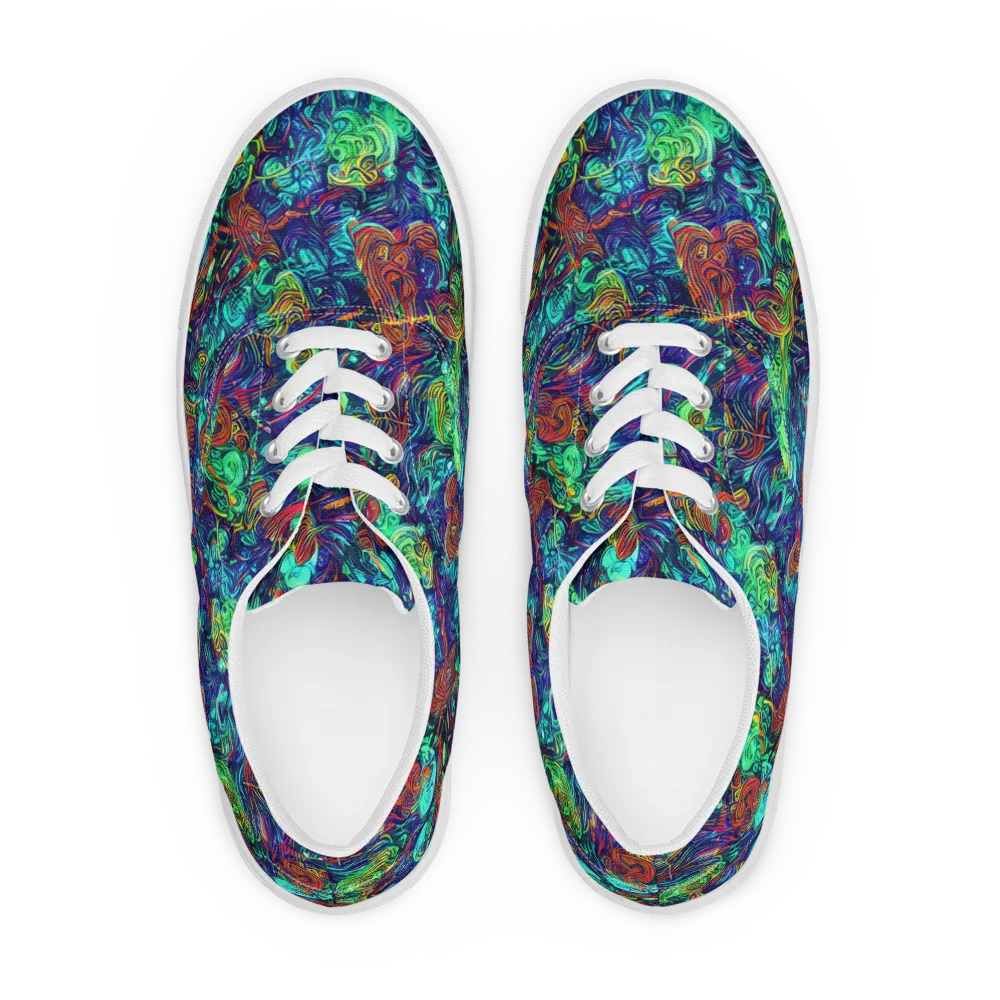 Saturated Spiral on Men's Lace-Up Canvas Shoes — Front