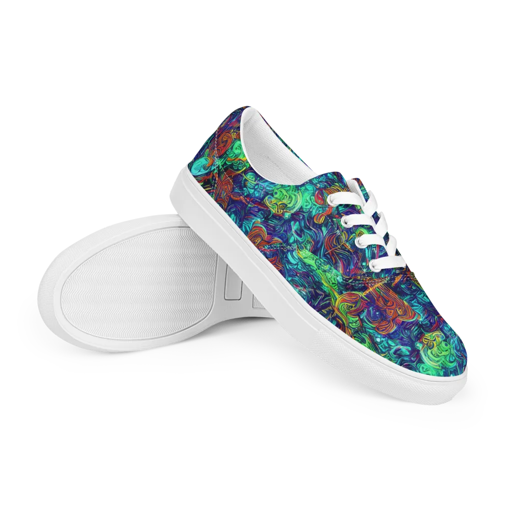 Saturated Spiral on Men's Lace-Up Canvas Shoes — Right Front