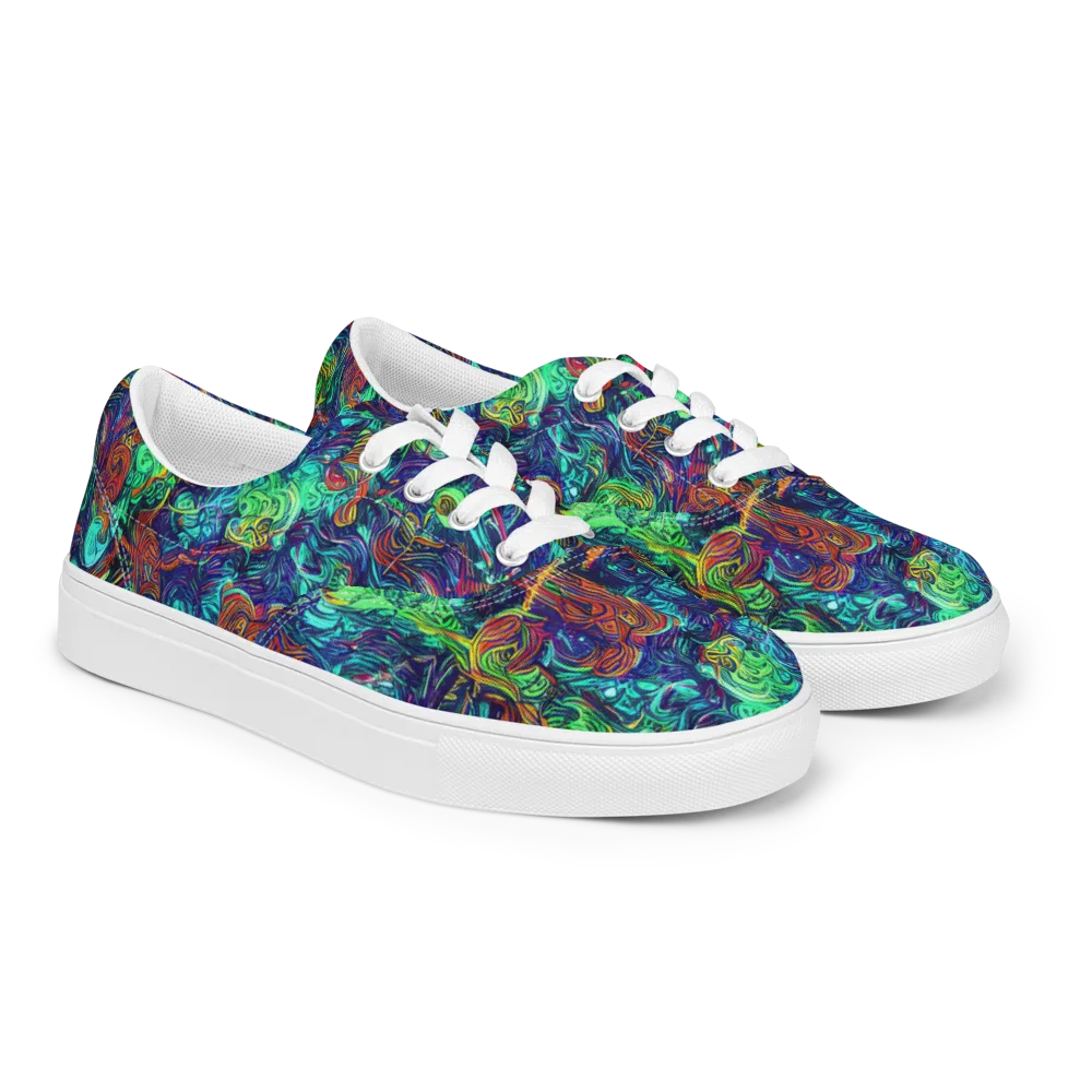 Saturated Spiral on Men's Lace-Up Canvas Shoes — Right Front