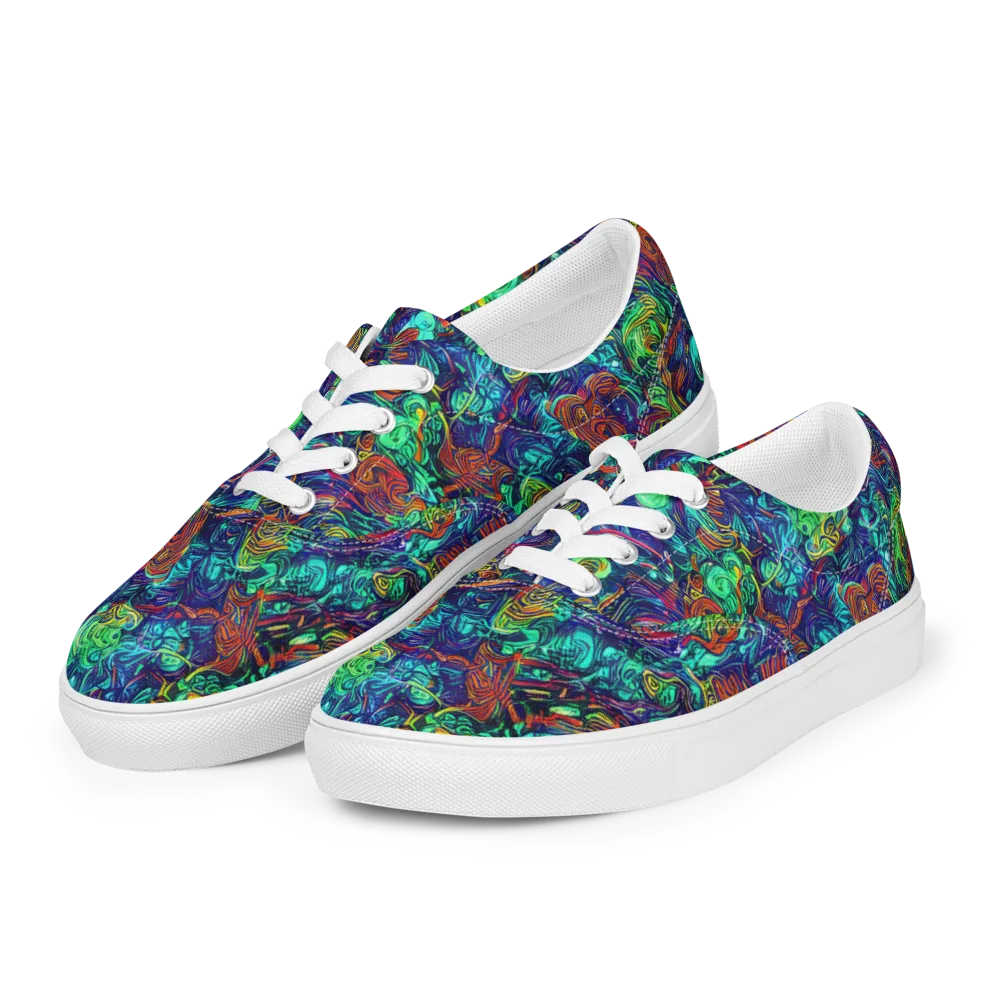 Saturated Spiral on Men's Lace-Up Canvas Shoes — Left Front
