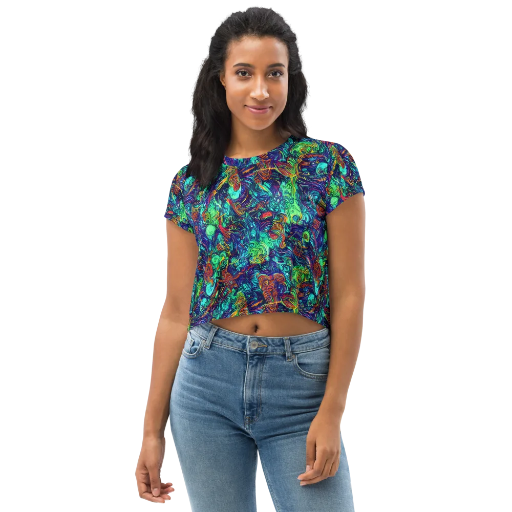 Saturated Spiral on Crop Tee — Front