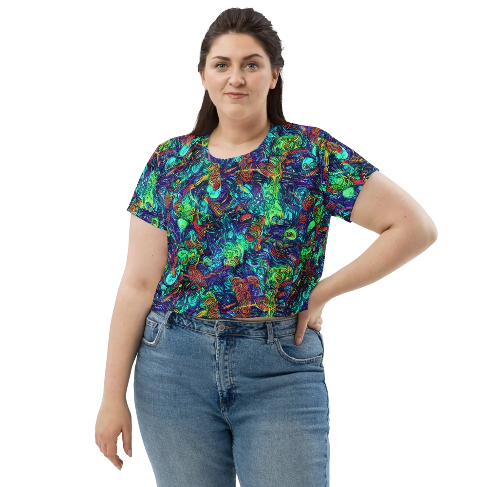 Saturated Spiral on Crop Tee — Front