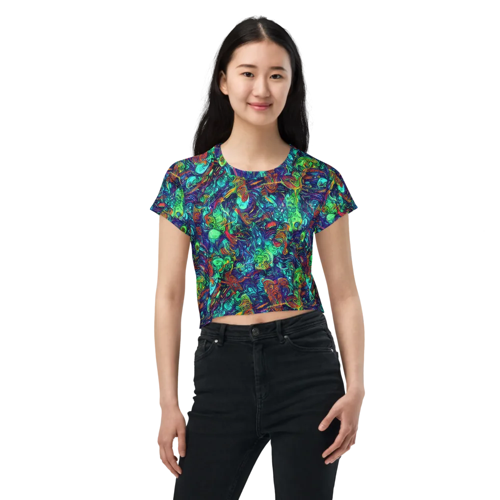 Saturated Spiral on Crop Tee — Front