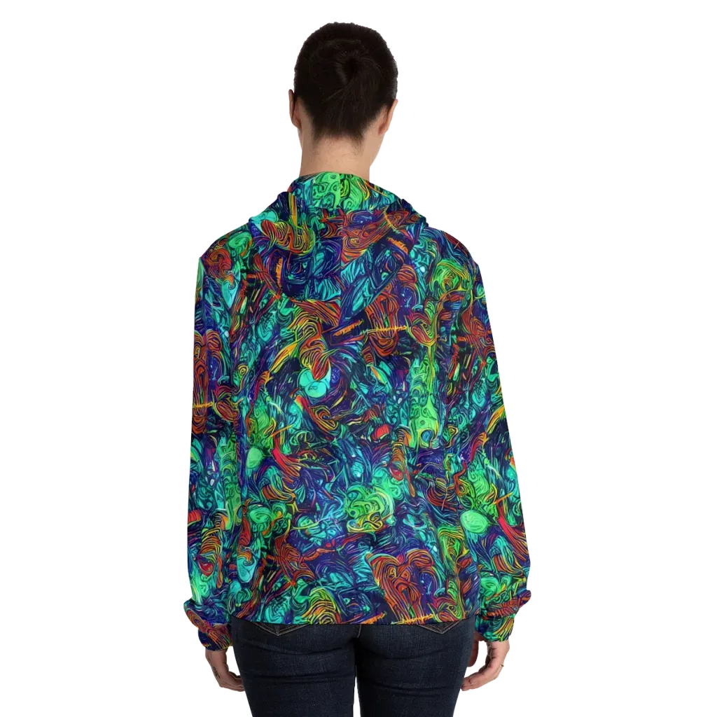 Saturated Spiral on Women's Full-Zip Hoodie — Back On Person