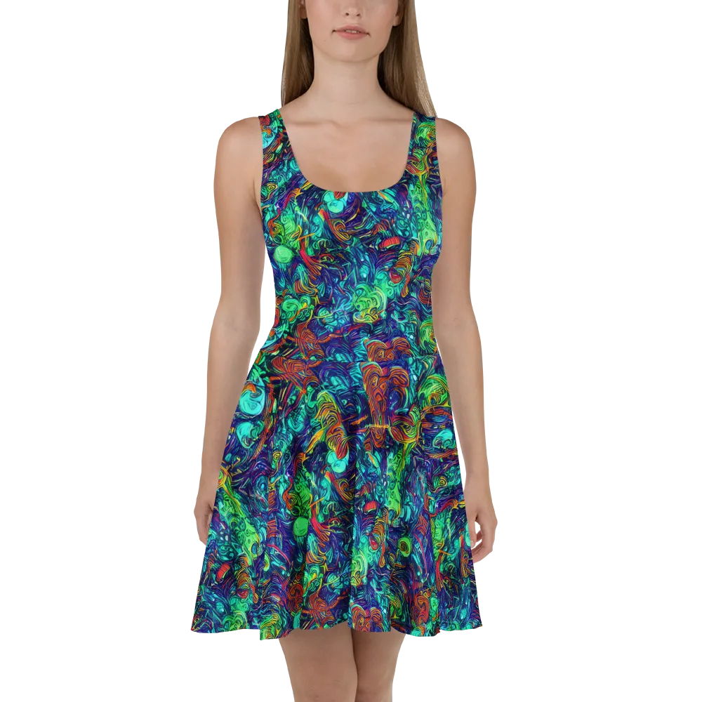 Saturated Spiral on Skater Dress — Front