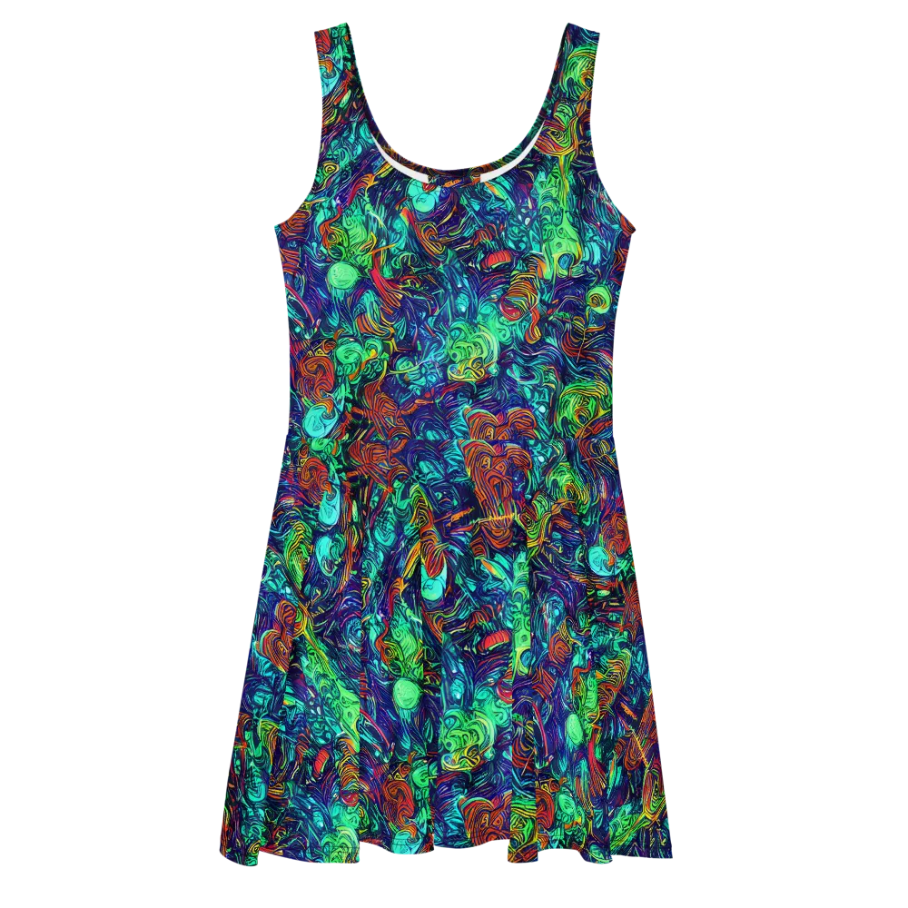 Saturated Spiral on Skater Dress — Front