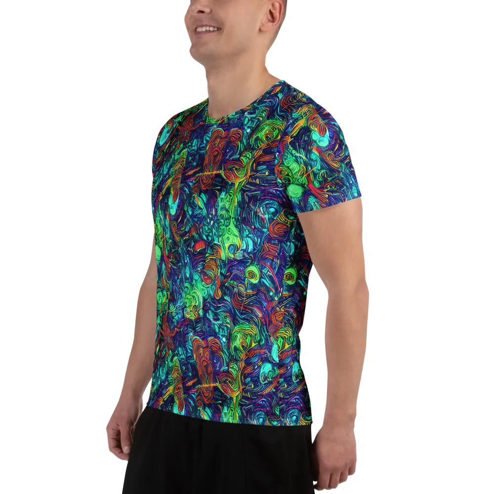 Saturated Spiral on Men's Athletic T-Shirt — Left