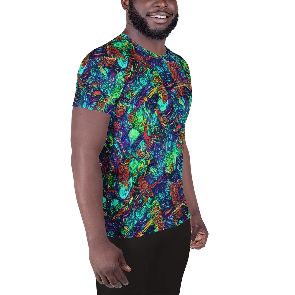 Saturated Spiral on Men's Athletic T-Shirt — Right