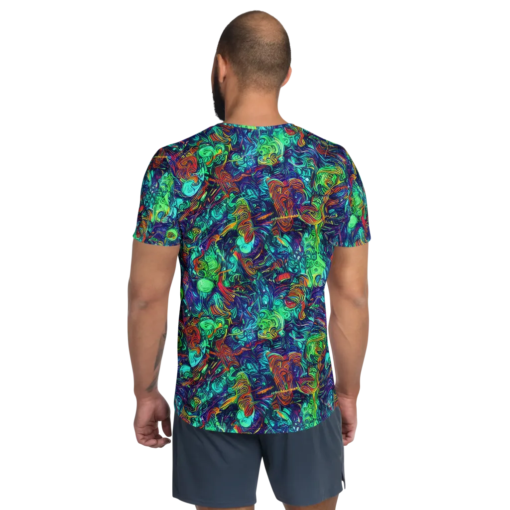 Saturated Spiral on Men's Athletic T-Shirt — Back