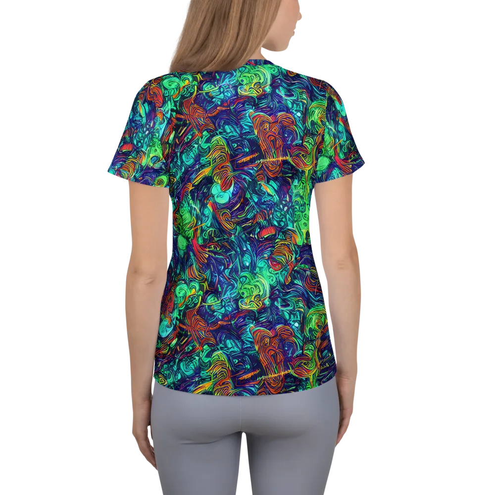 Saturated Spiral on Women's Athletic T-Shirt — Back