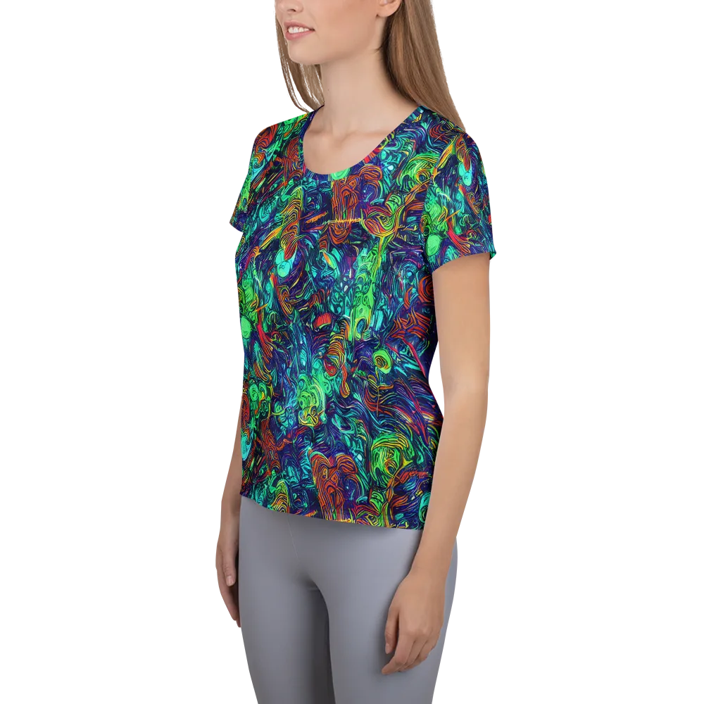 Saturated Spiral on Women's Athletic T-Shirt — Left