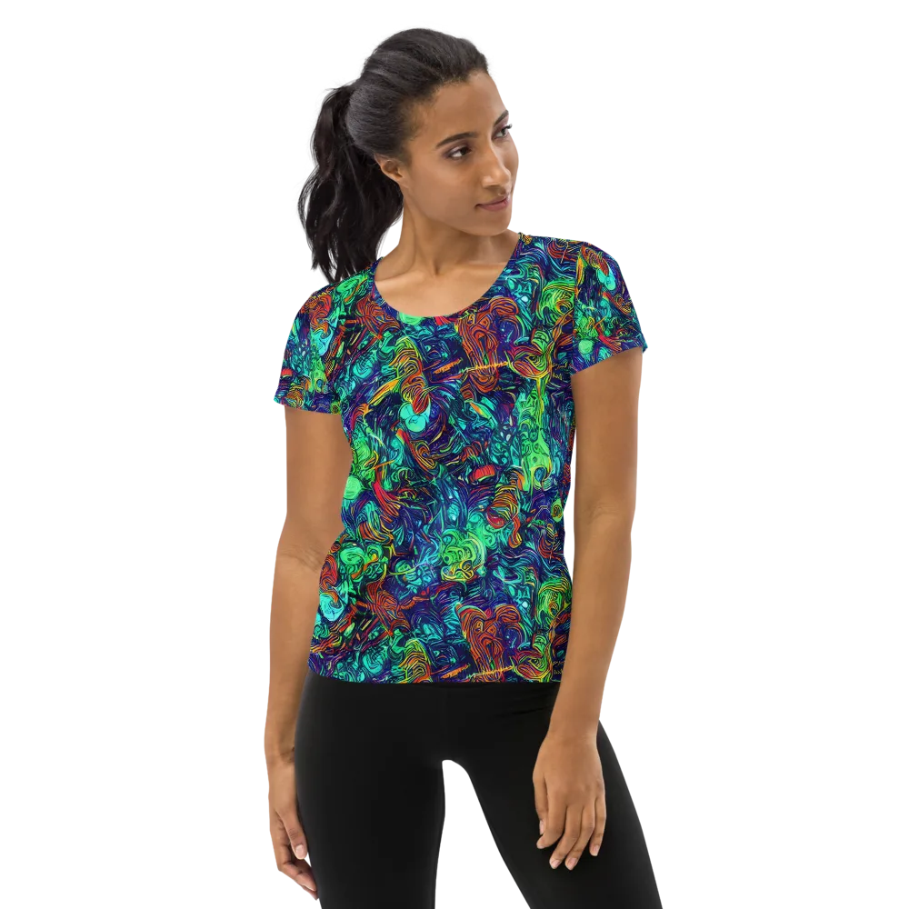 Saturated Spiral on Women's Athletic T-Shirt — Front