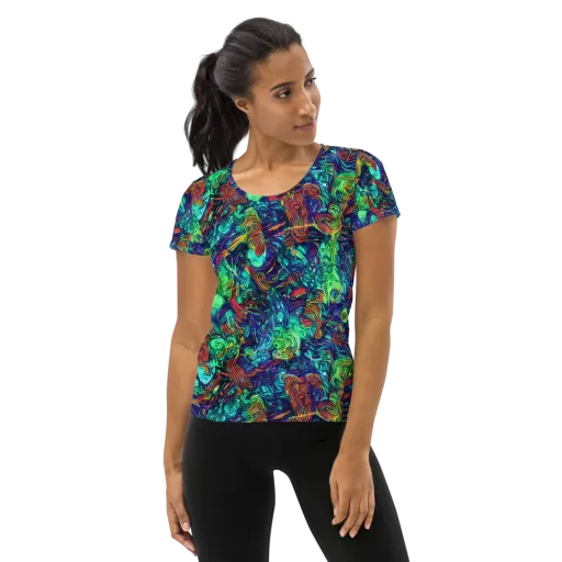 Saturated Spiral on a Women's Athletic T-Shirt