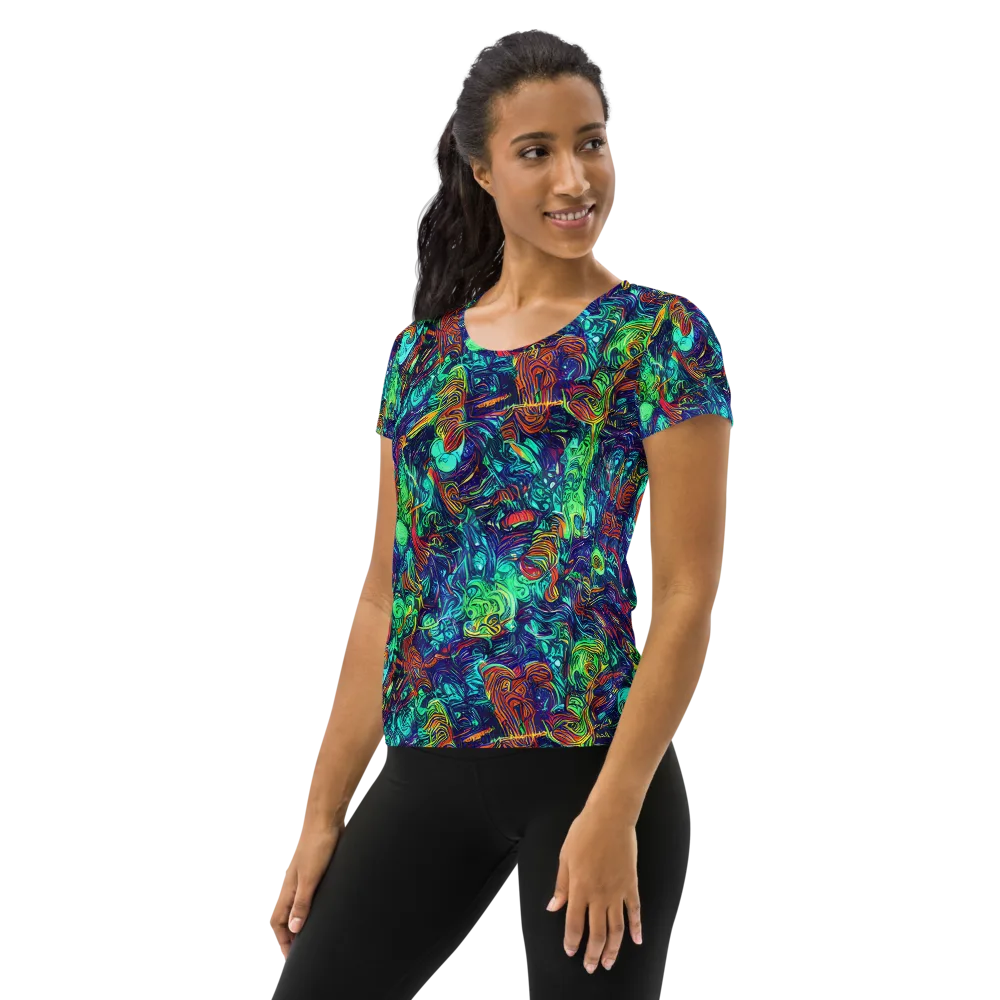 Saturated Spiral on Women's Athletic T-Shirt — Left