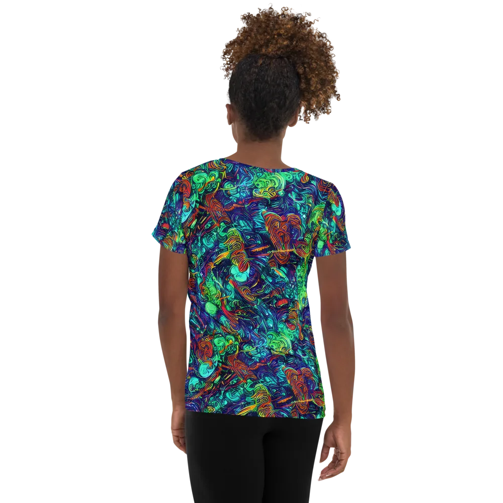 Saturated Spiral on Women's Athletic T-Shirt — Back