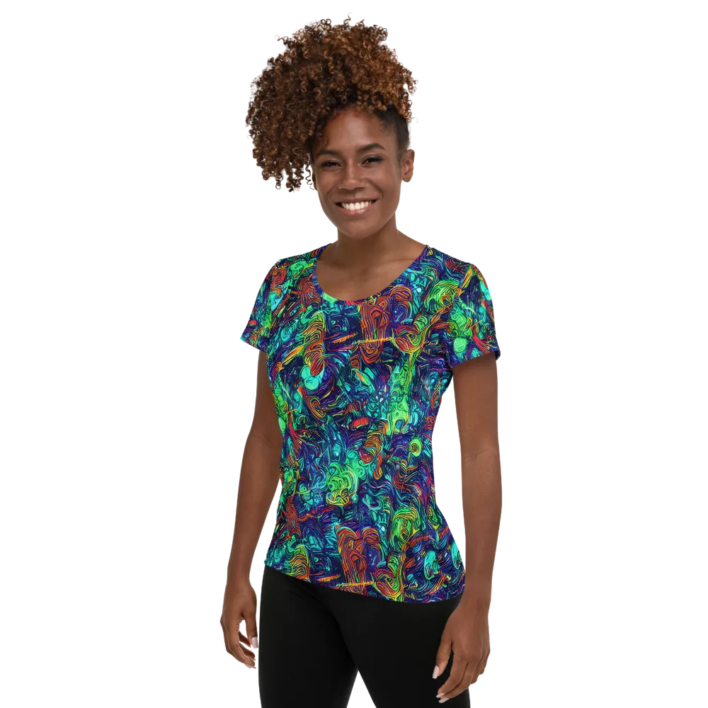 Saturated Spiral on Women's Athletic T-Shirt — Left