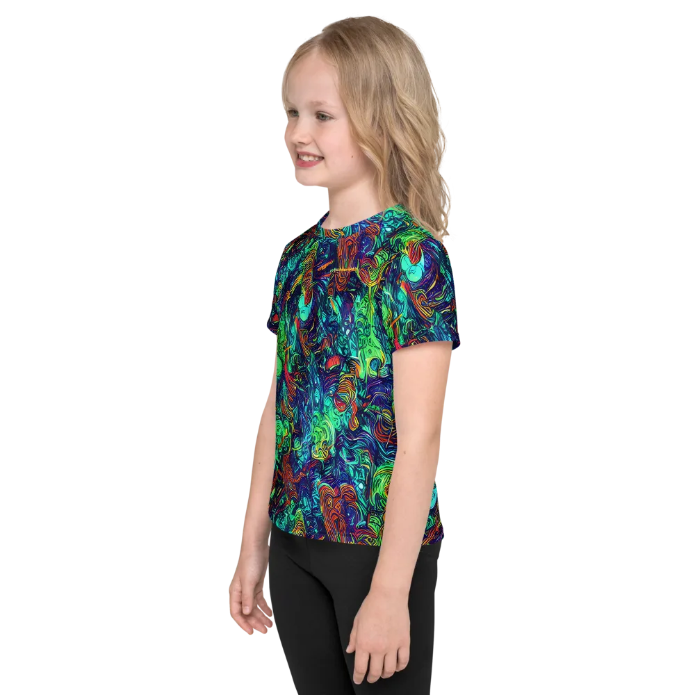Saturated Spiral on Kids Crew Neck T-Shirt — Left