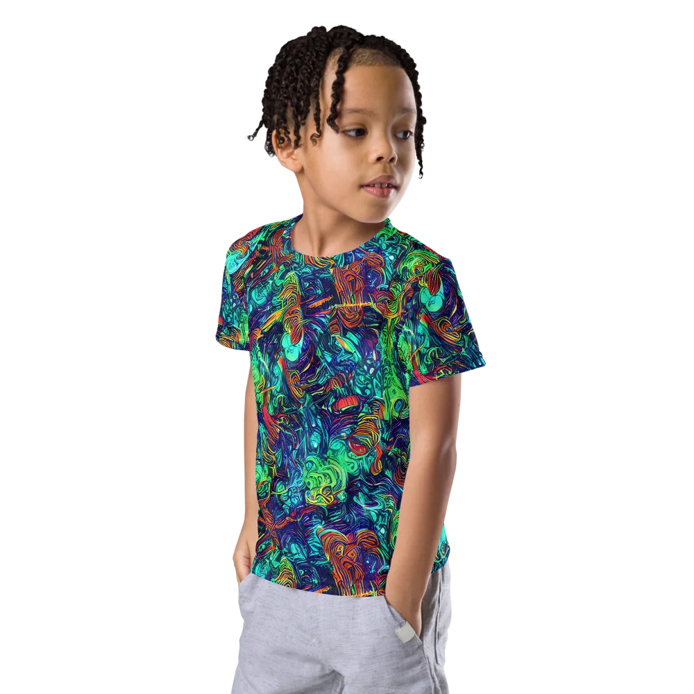 Saturated Spiral on Kids Crew Neck T-Shirt — Left Front