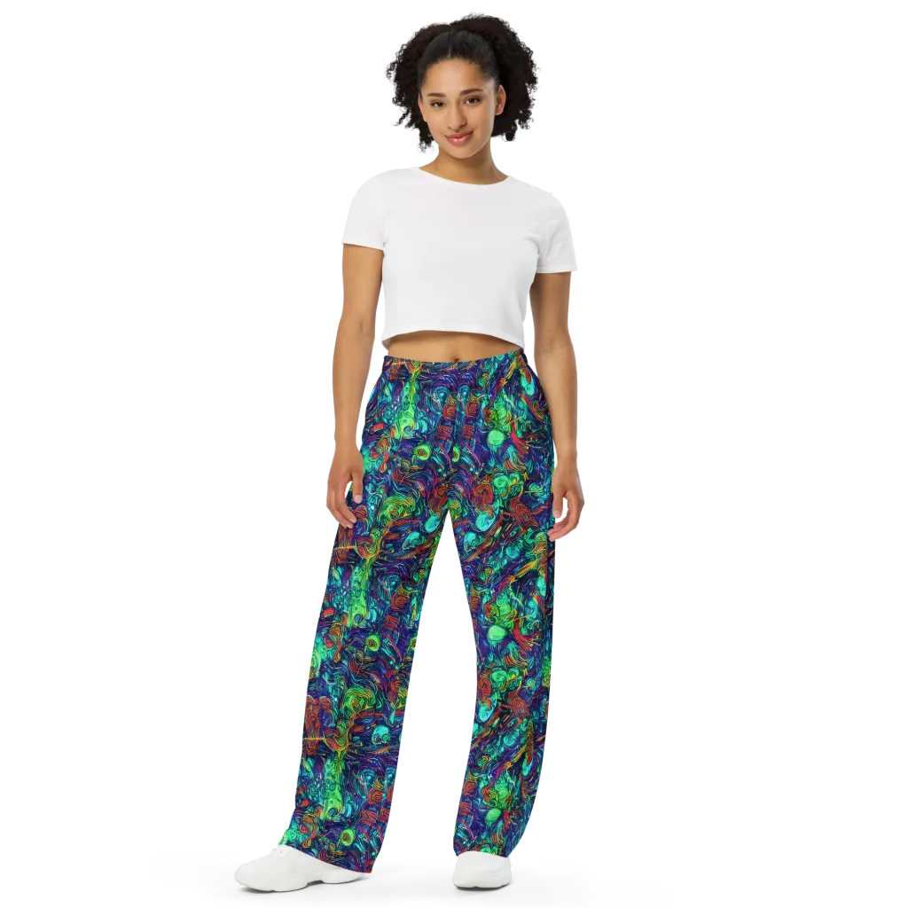 Saturated Spiral on Wide-Leg Pants — Front
