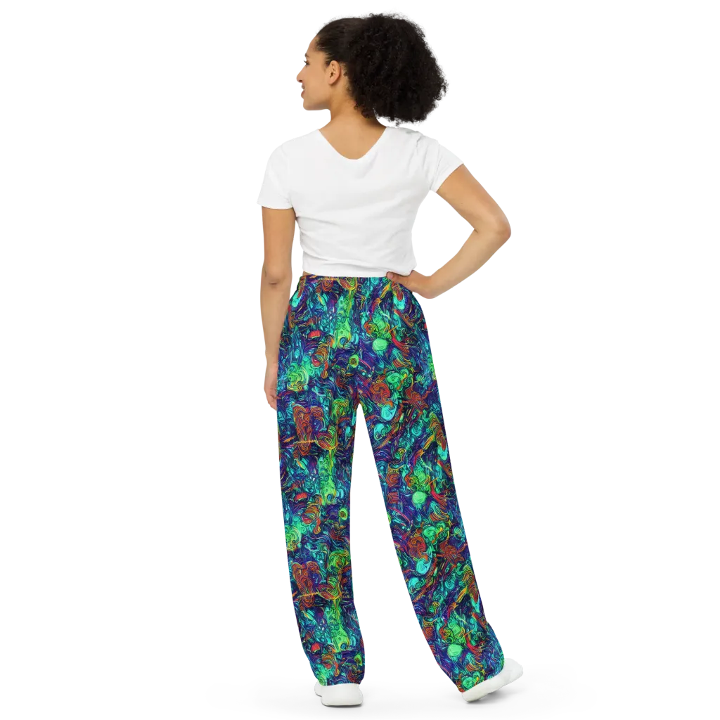 Saturated Spiral on Wide-Leg Pants — Back
