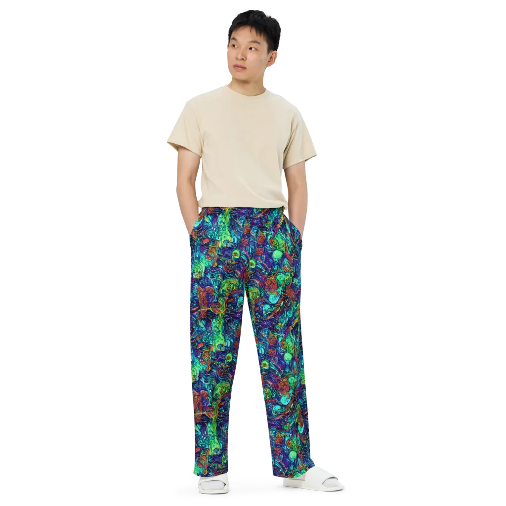 Saturated Spiral on Wide-Leg Pants — Front