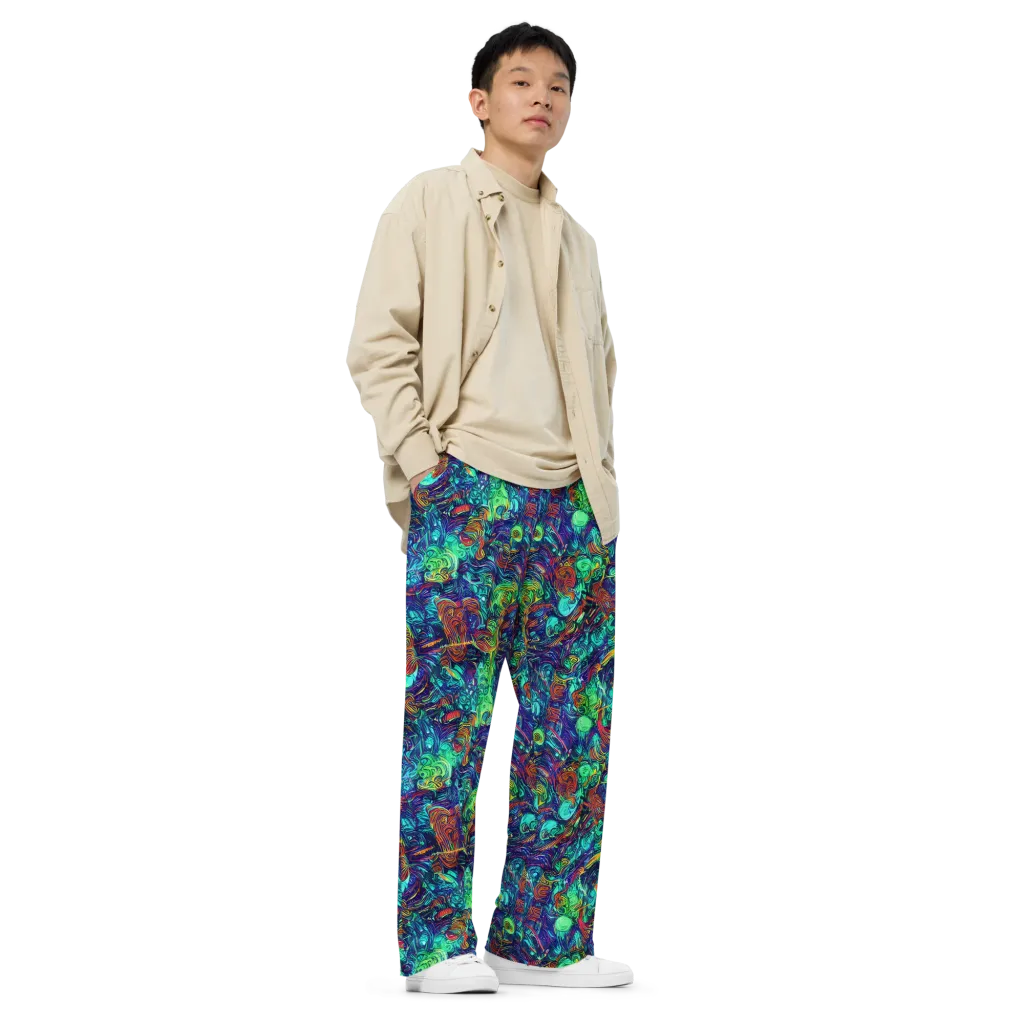 Saturated Spiral on Wide-Leg Pants — Right Front
