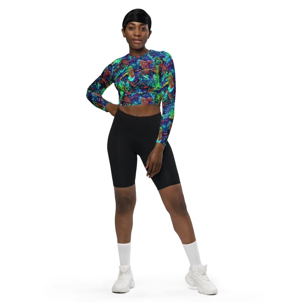 Saturated Spiral on Long Sleeve Crop Top — Front
