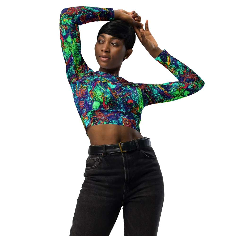 Saturated Spiral on Long Sleeve Crop Top — Front
