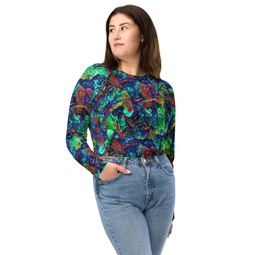 Saturated Spiral on Long Sleeve Crop Top — Front