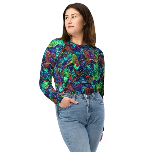 Saturated Spiral on a Long Sleeve Crop Top