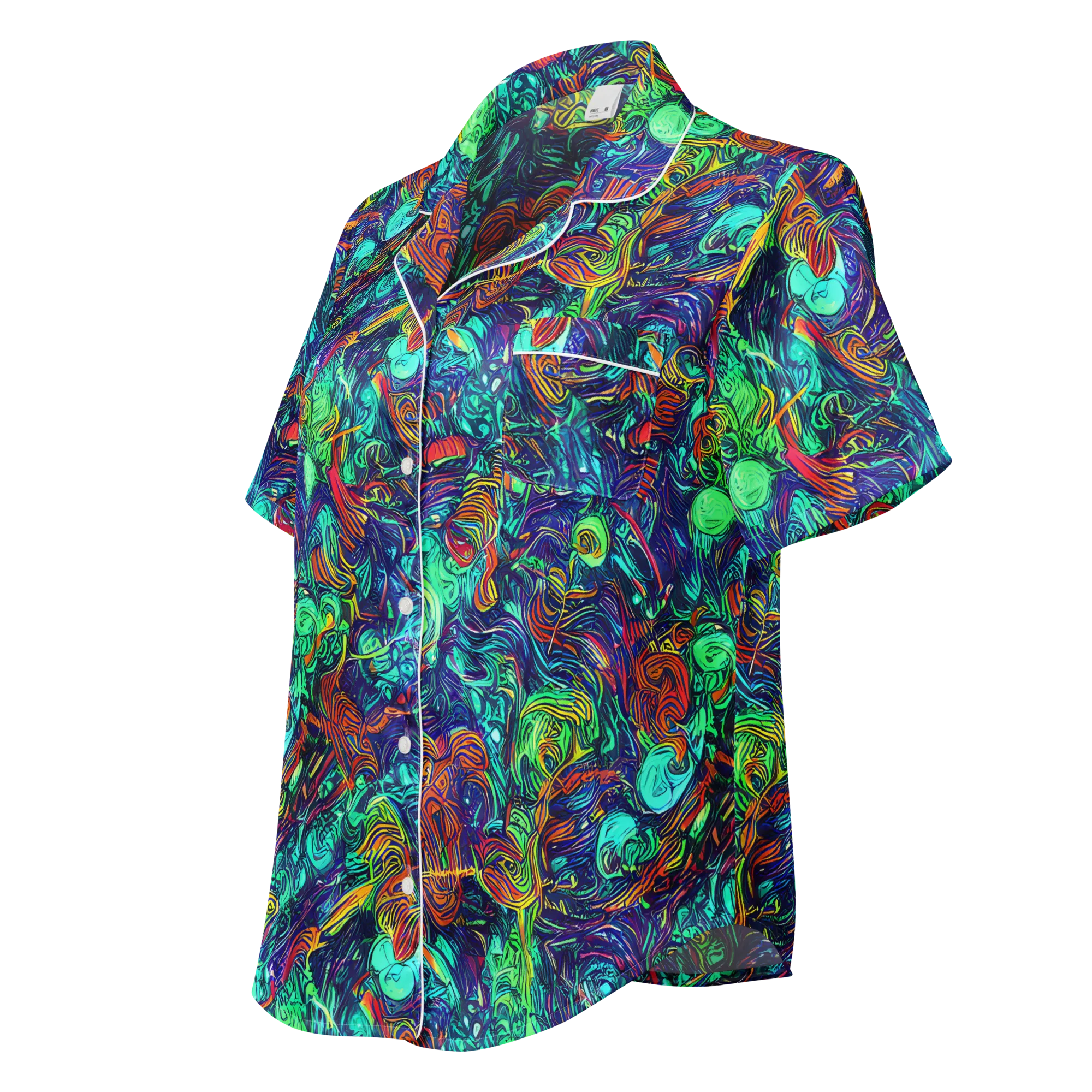 Saturated Spiral on Women's Short Sleeve Pajama Top — Left Front