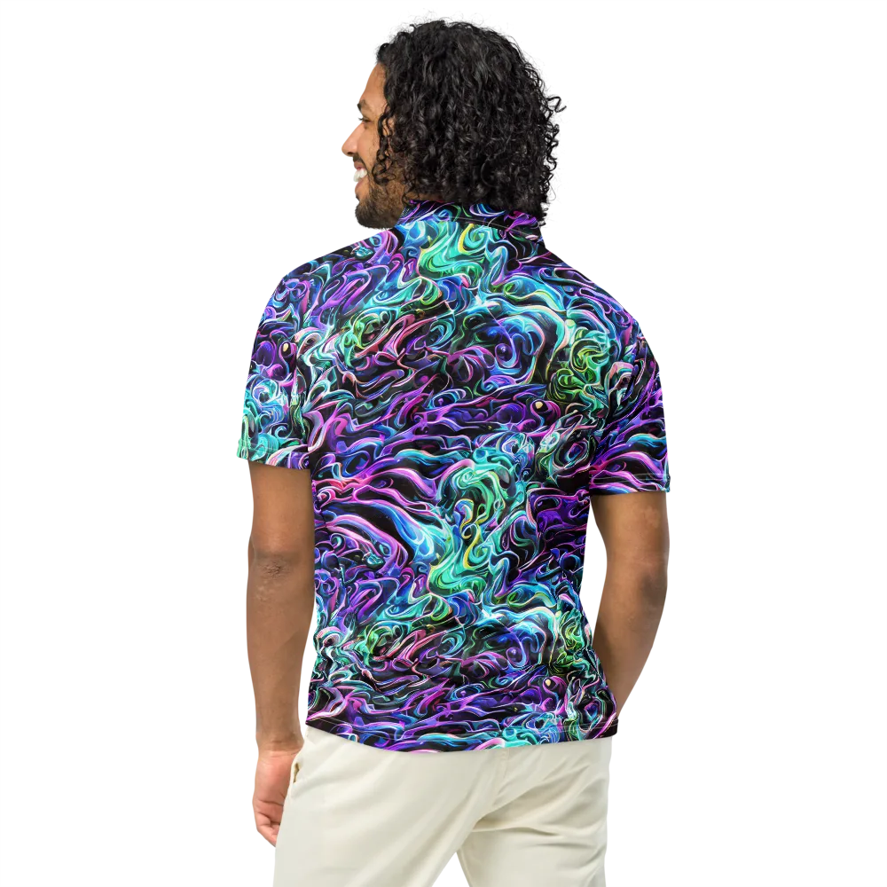 Afterglow Riptide on Men's Slim Fit Polo Shirt — Back